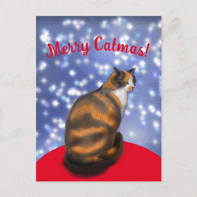 Merry Catmas, marmalade-vykort för katt Vykort (Framsida)