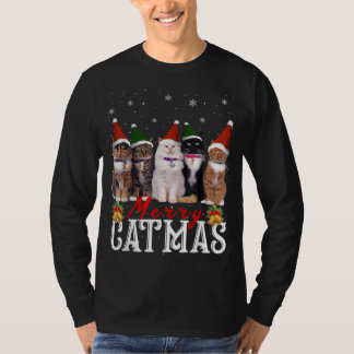 Merry Catmas Matching Family Cat Lover Julafton T Shirt