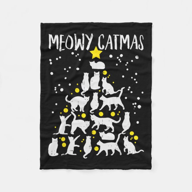 Merry Catmas Meow Julgran Catmas Cat Kristus Fleecefilt (Framsidan)