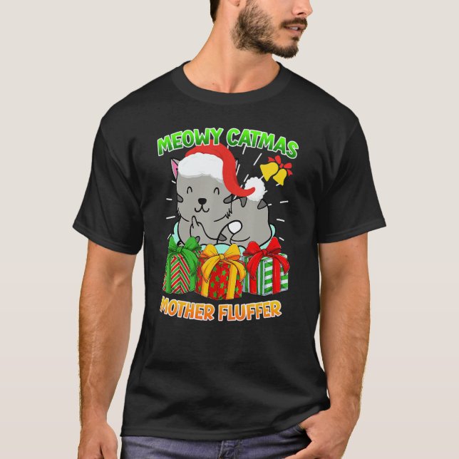 Merry Catmas Mother Fluffer Cat Owner Cats T Shirt (Framsida)