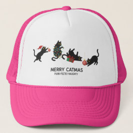 Merry Catmas Naughty Kitten Funny Christmas Hat Keps