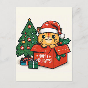 Merry Catmas överraskning: julklapp i ett boxkort Vykort