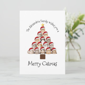 Merry Catmas Personalized Family Christmas Holiday Julkort