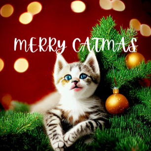 Merry Catmas Purrfect julkort