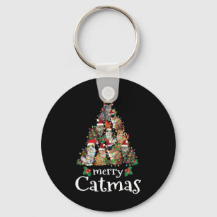 Merry Catmas Roligt Cat Mamma Cat Pappa julklat Nyckelring