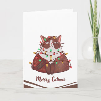 Merry Catmas-Roligt för julkort Kort