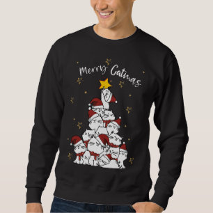 Merry Catmas roligt jultomten träd-gåva Lång Ärmad Tröja