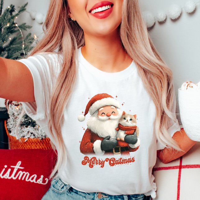 Merry Catmas Santa och Cat T-Shirt (Skapare uppladdad)