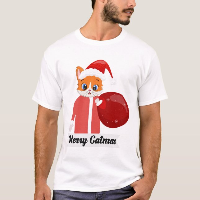 Merry Catmas T Shirt (Framsida)
