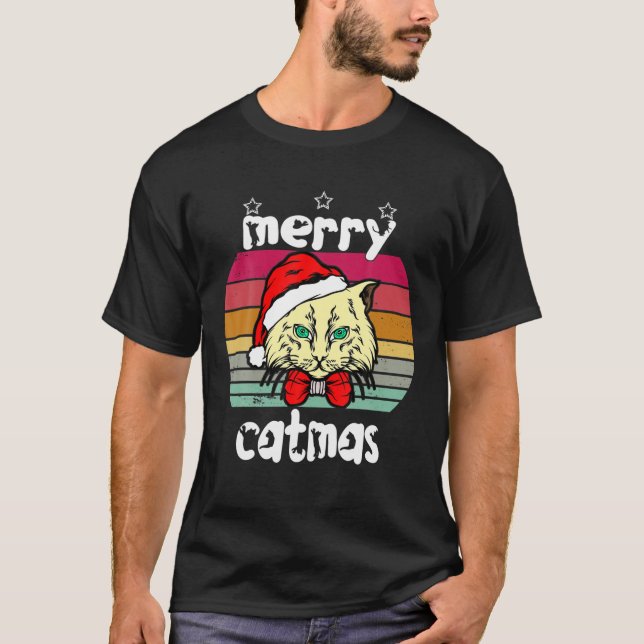 Merry Catmas T Shirt (Framsida)