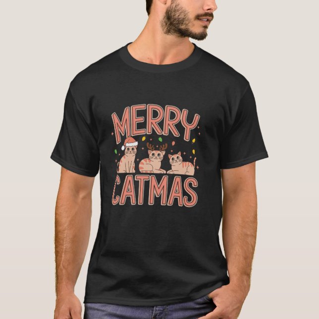 Merry Catmas T Shirt (Framsida)