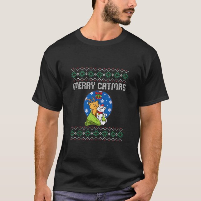 Merry Catmas Ugly jul Sweater Ugly Sweater C T Shirt (Framsida)