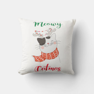Merry Catmis Pillow - Cute Cat Lover-julen Kudde