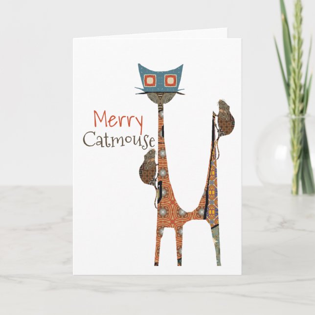 Merry Catouse-jullet, mappat gratulationskort Kort (Framsida)