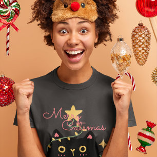 Merry Catsmas: Black Cat med julklapp Ljus T Shirt