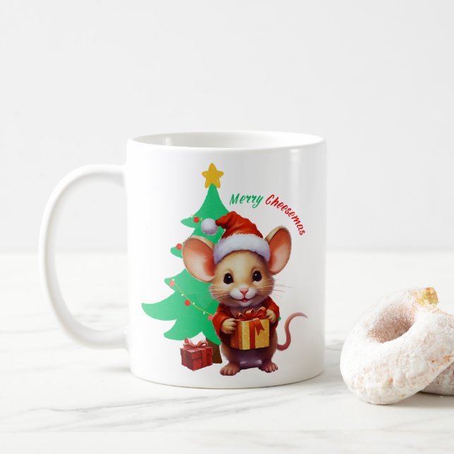 Merry Cheesemas - Cute Mouse - Kaffemugg (Med munk)