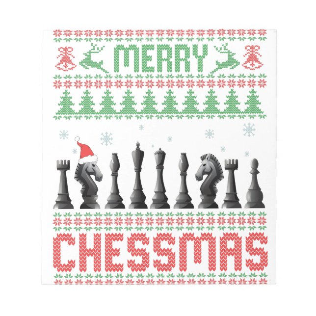Merry Chessmas Funny Chess christmas Ugly Sweater Anteckningsblock (Framsida)
