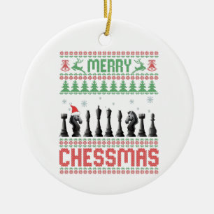 Merry Chessmas Funny Chess christmas Ugly Sweater Julgransprydnad Keramik