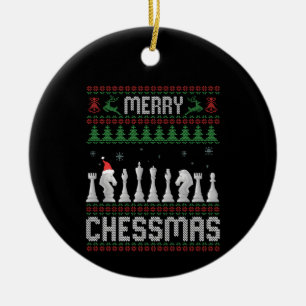 Merry Chessmas Funny Chess christmas Ugly Sweater Julgransprydnad Keramik