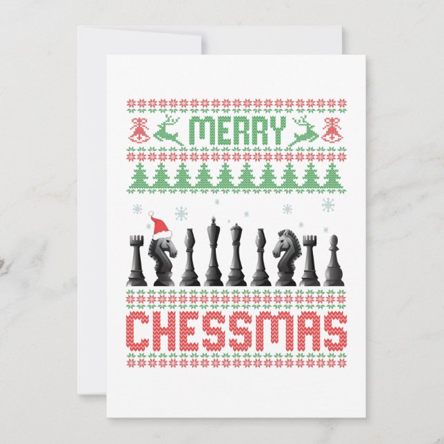 Merry Chessmas Funny Chess christmas Ugly Sweater Tack Kort (Framsida)