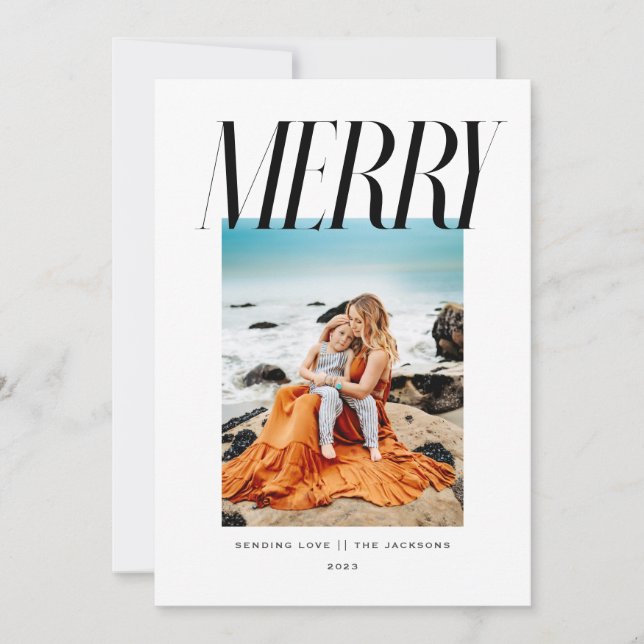 Merry - Chic Modern juldesign Julkort (Framsida)