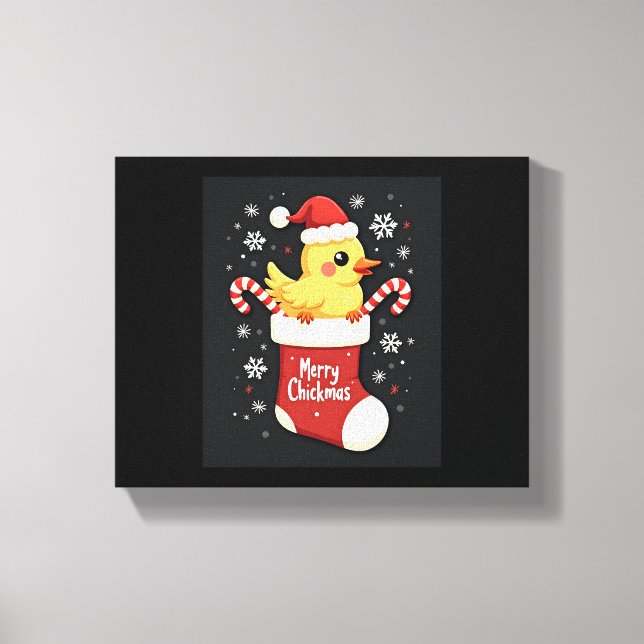 Merry Chickmas Chicken Canvastryck (Framsida)