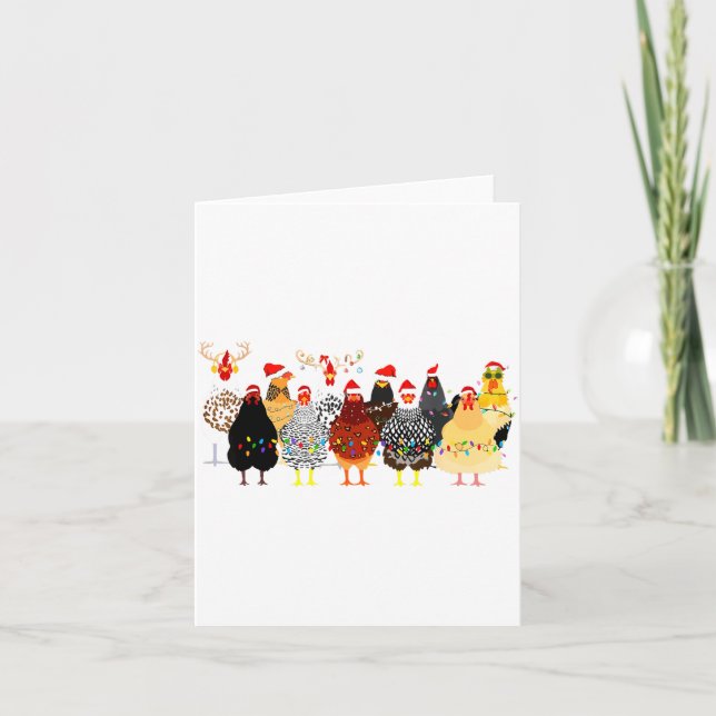 Merry Chickmas Chicken Christmas Ornament Lights S Kort (Framsida)