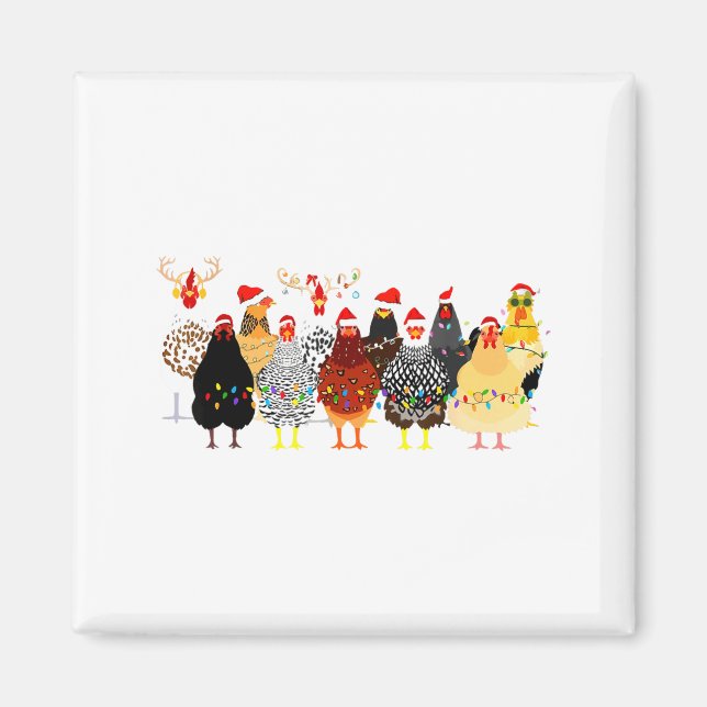 Merry Chickmas Chicken Christmas Ornament Lights S Magnet (Framsidan)