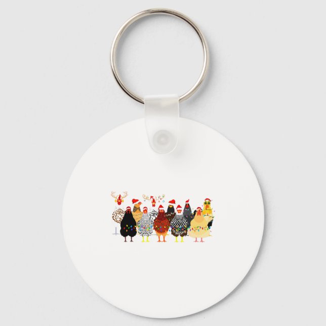 Merry Chickmas Chicken Christmas Ornament Lights S Nyckelring (Framsida)