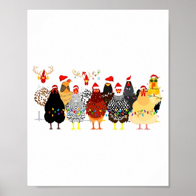 Merry Chickmas Chicken Christmas Ornament Lights S Poster (Framsidan)