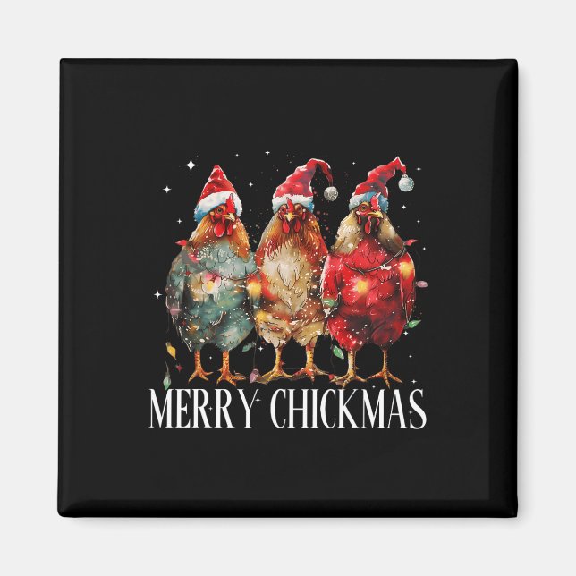 Merry Chickmas Chicken jul Ljus Santa Hat Magnet (Framsidan)