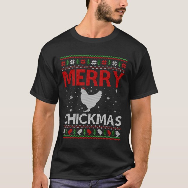 Merry Chickmas Chicken Julafton Gift Ugly Chicken  T Shirt (Framsida)