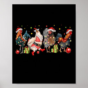 Merry Chickmas Chickens Funny jul Chicken Mo Poster