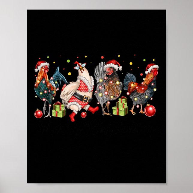 Merry Chickmas Chickens Funny jul Chicken Mo Poster (Framsidan)