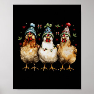 Merry Chickmas Chickens Funny jul Chicken Mo Poster