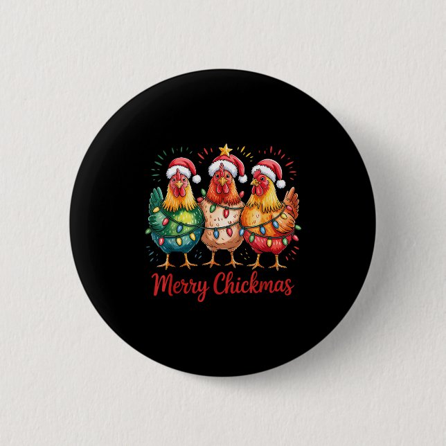 Merry Chickmas Christmas Chicken Santa Hat Chicken Knapp (Framsida)