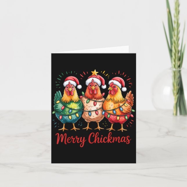 Merry Chickmas Christmas Chicken Santa Hat Chicken Kort (Framsida)
