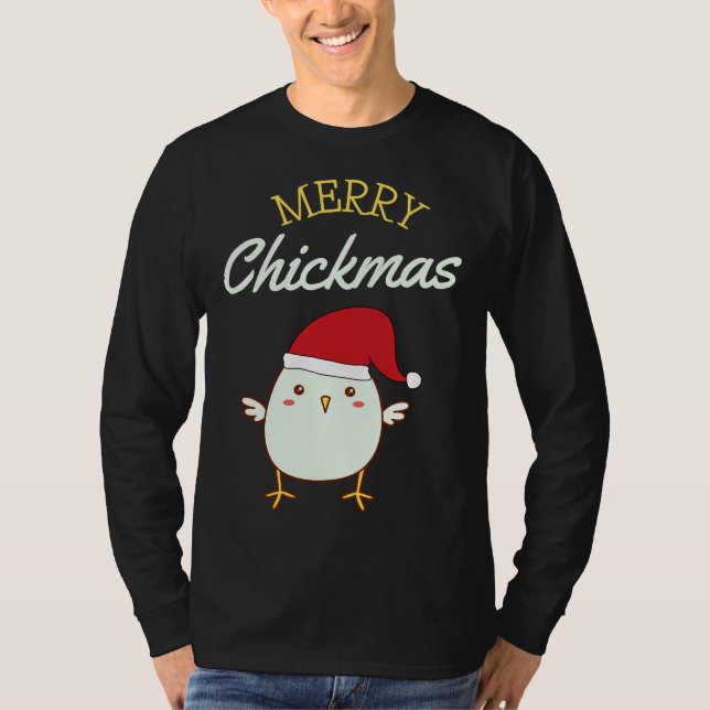 Merry Chickmas julchicken T Shirt (Framsida)