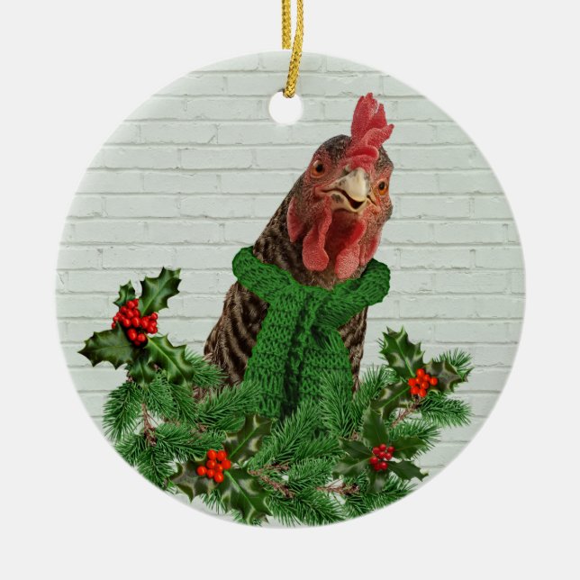 Merry Chickmas Julgransprydnad Keramik (Framsidan)