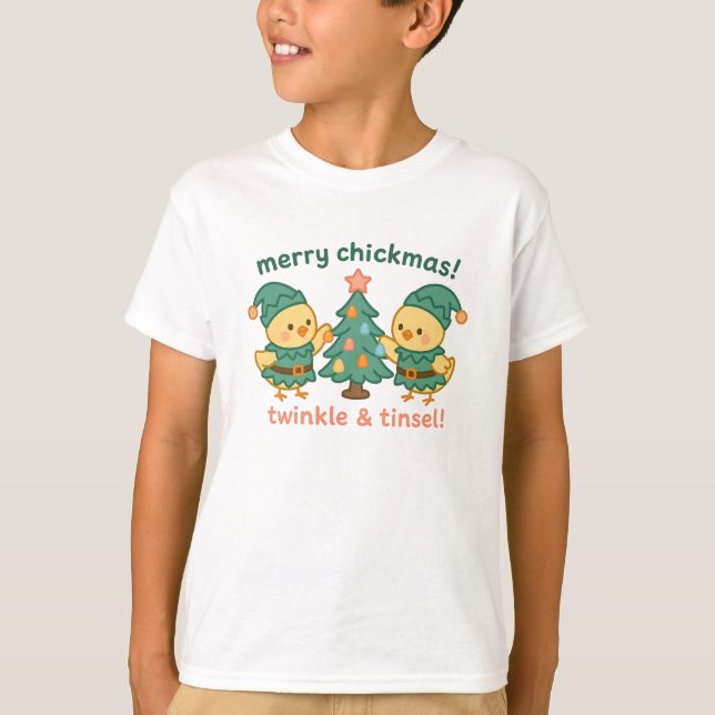 Merry Chickmass Kids Chicken Shirt |Cute Christmas T (Framsida)