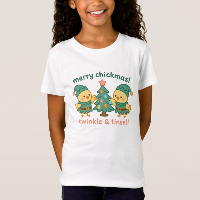 Merry Chickmass Kids Chicken Shirt |Cute Christmas T (Framsida)