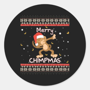 Merry Chipmas Ugly Monkey Jumper Runt Klistermärke