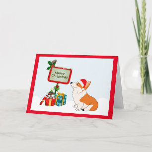 Merry Chirstmas Welsh Corgi Tecknad Helgkort