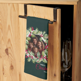 Merry Chistmas Editable Photo Family Kökshandduk