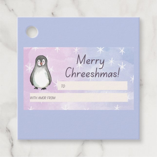 Merry Chreeshmas Penguin Gåvor Etiketter (Framsida)
