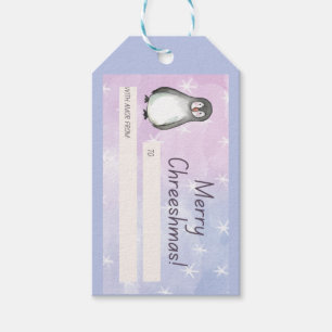 Merry Chreeshmas Penguin Presentetikett