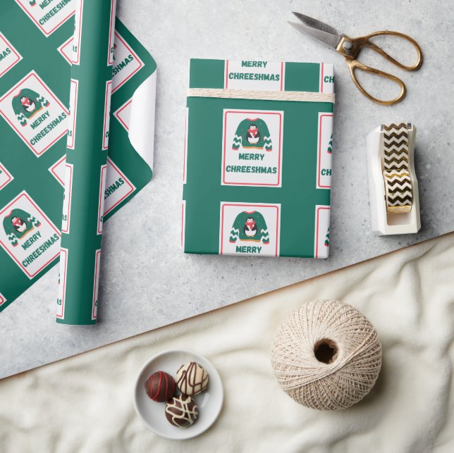 Merry Chreeshmas Penguin Sweater Presentpapper (Hantverk)