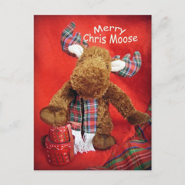Merry Chris Moose Helg Vykort (Framsida)