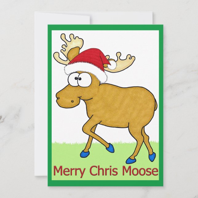 Merry Chris Moose jul Julkort (Framsida)