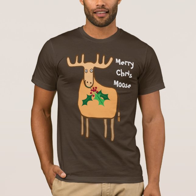 Merry Chris Moose T Shirt (Framsida)